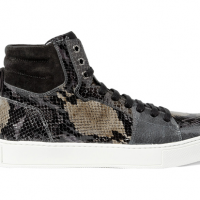 Yves Saint Laurent Snake Print Patent Leather High Top Sneakers