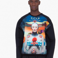 Juun J ‘Robot Print’ Neoprene Crewneck Sweaters