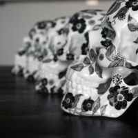 K.olin tribu x NooN “Black Flower” Porcelain Skull Sculpture