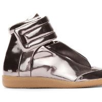 Maison Martin Margiela Metallic Pewter Leather Padded Sneakers